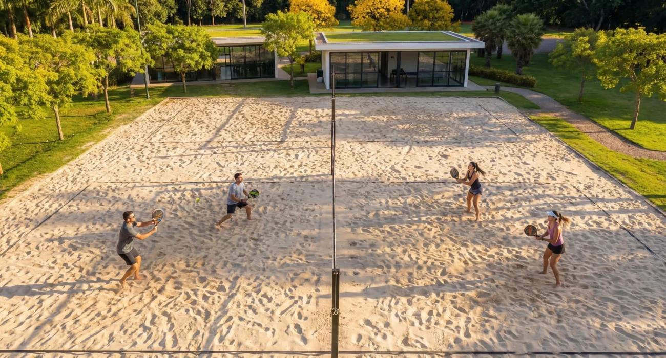 Perspectiva da quadra de beach tennis