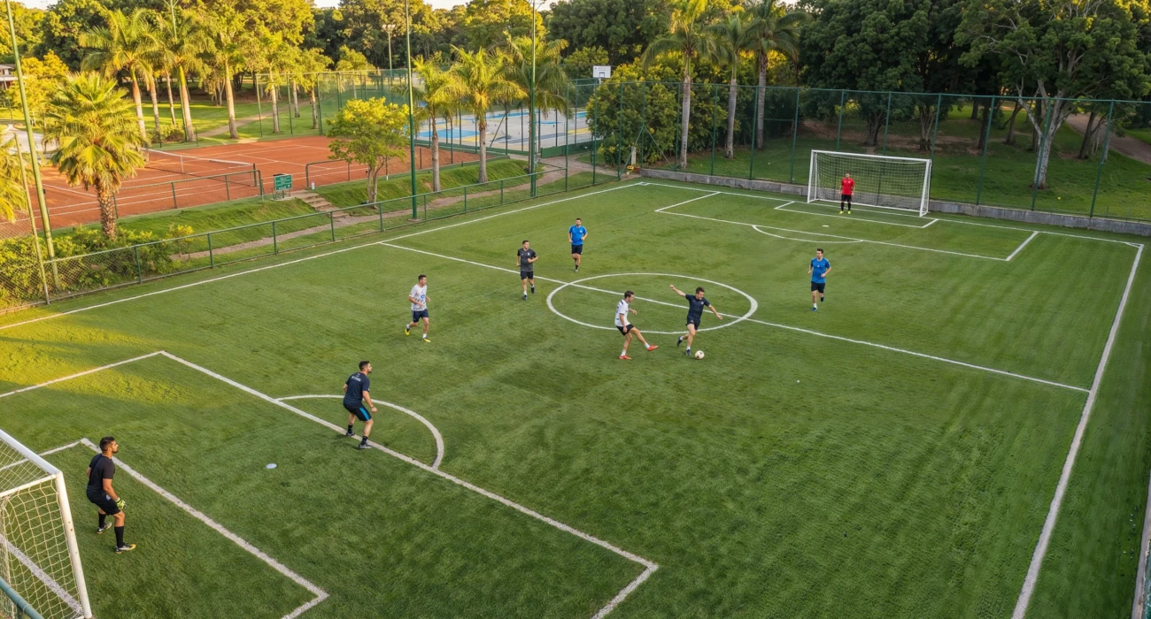 Perspectiva do campo de futebol