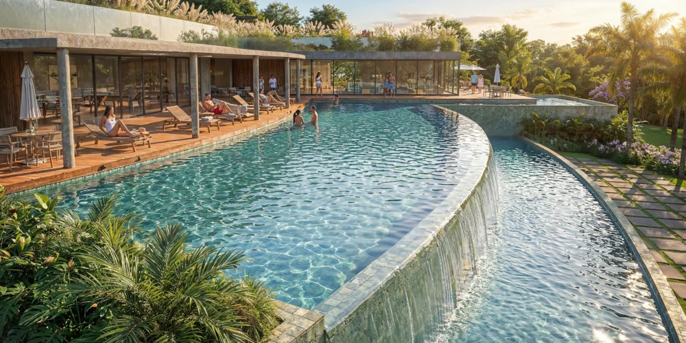 Perspectiva da Piscina com Borda Infinita